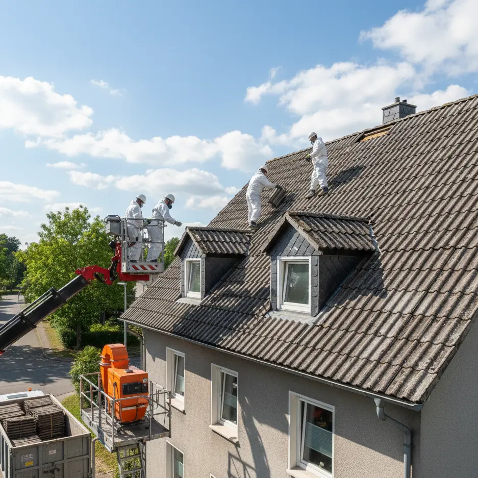 demontaż dachów pokrytymi płytami zawierającymi azbest